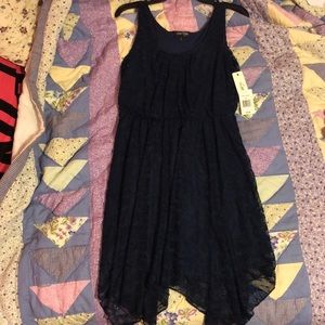 Navy Blue Lace Overlay knee length dress